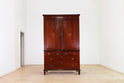 Lot 88 - A George III mahogany and inlaid linen press