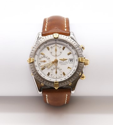 Lot 538 - A gentlemen's bi-colour Breitling Chronograph automatic strap watch