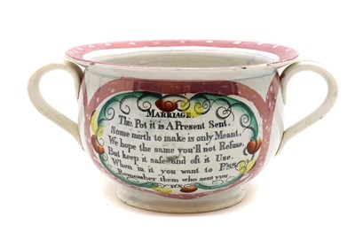 Lot 105 - A Victorian Sunderland lustre chamber pot