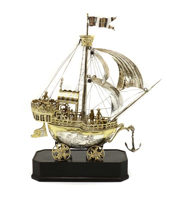 Lot 11 - A German silver and gilt Nef