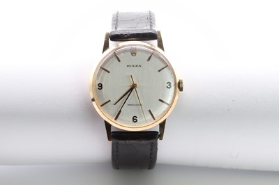 Lot 520 - A gentlemen's 9ct gold Rolex Precision mechanical strap watch, c.1970