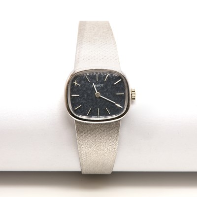 Lot 437 - A ladies' 18ct white gold Tissot mechanical bracelet watch