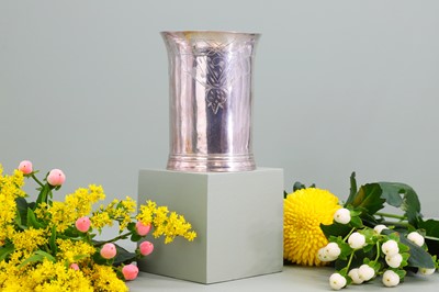 Lot 109 - A William III East Anglian provincial silver engraved beaker