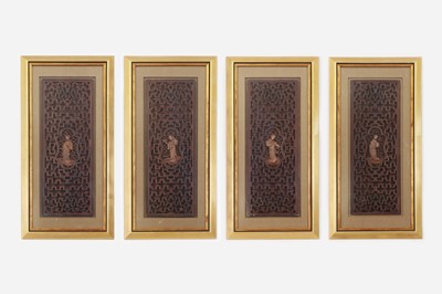 Lot 272 - A set of four pierced and lacquered screen panels
