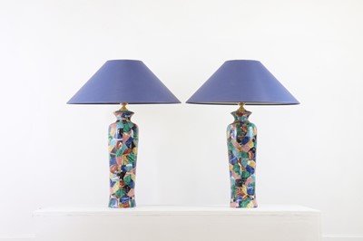 Lot 173 - A pair of porcelain table lamps