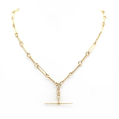 Lot 498 - A fetter and twisted wire link double Albert watch chain or necklace