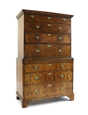 Lot 458 - A walnut chest on chest