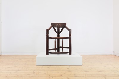Lot 452 - A medieval-style oak turner's chair