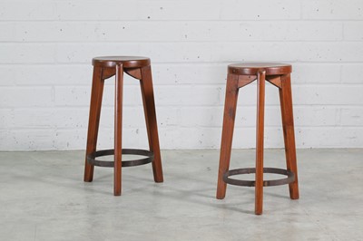 Lot 318 - A pair of teak stools