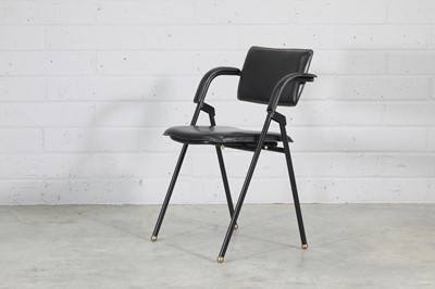 Lot 537 - A folding leather and steel chair