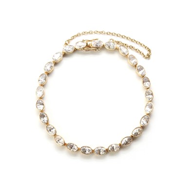 Lot 153 - A 9ct gold cubic zirconia line bracelet
