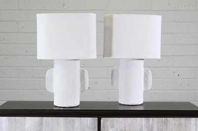 Lot 550 - A pair of 'Earth' papier mâché table lamps