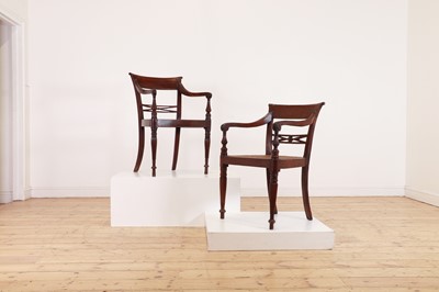 Lot 493 - A set of eight hardwood dining chairs