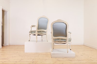 Lot 277 - A pair of Louis XVI-style painted fauteuils