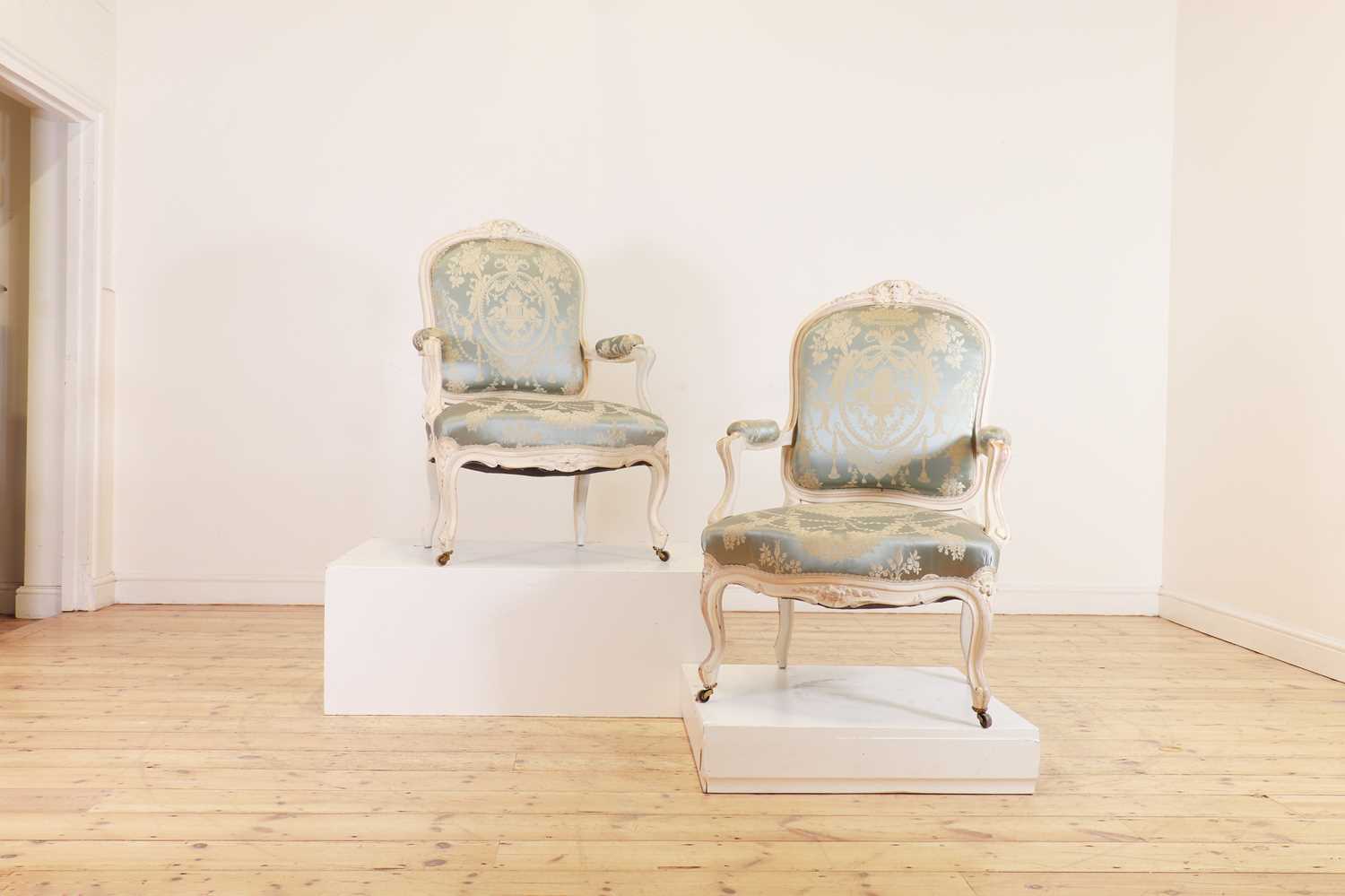 Lot 277 - A pair of Louis XVI-style painted fauteuils