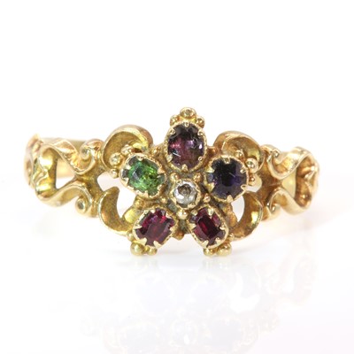 Lot 28 - A diamond and gemstone set Regard ring