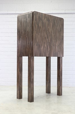 Lot 561 - A contemporary straw parquetry cocktail cabinet
