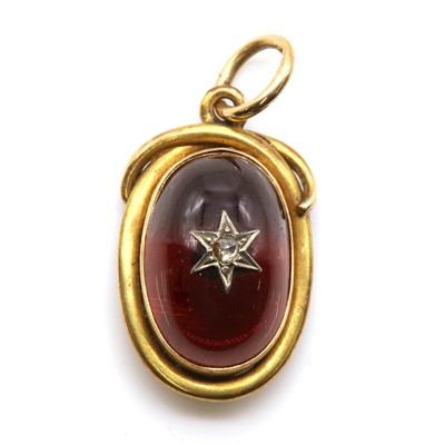 Lot 57 - A Victorian cabochon garnet pendant