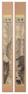 Lot 394 - A pair of Chinese hanging scrolls