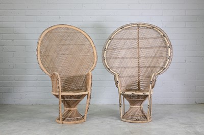 Lot 407 - A near pair of peacock chairs
