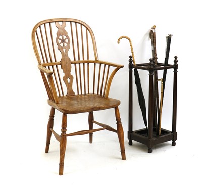 Lot 391 - An ash Windsor armchair