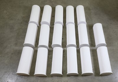 Lot 595 - Fourteen Garnier et Linker 'Nyx large' plaster wall lights