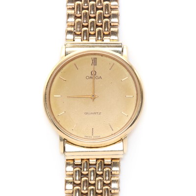 Lot 299 - A 9ct gold Omega De Ville quartz bracelet watch