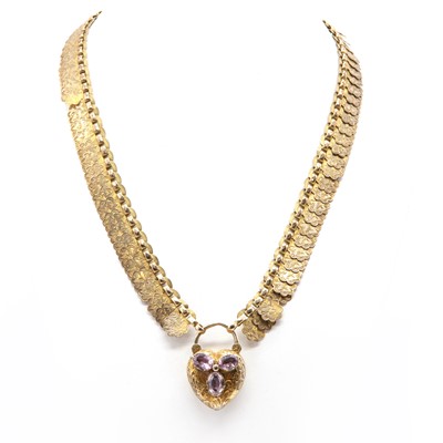Lot 53 - A Victorian faceted belcher and flat link necklace