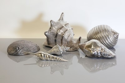 Lot 333 - Six Italian silver-mounted shells