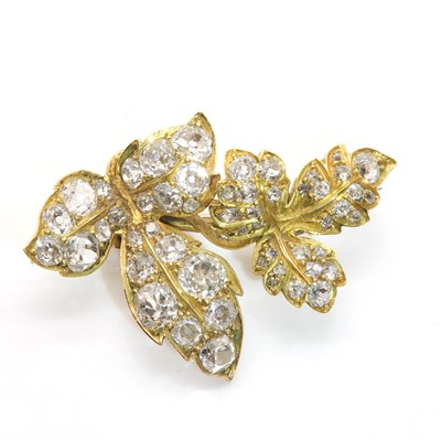 Lot 64 - A Victorian diamond set leaf spray brooch