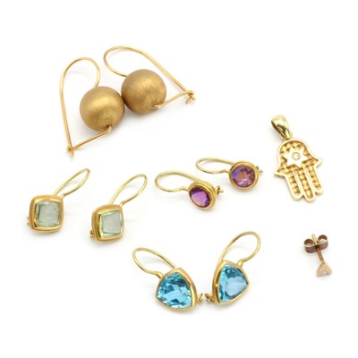 Lot 214 - Four pairs of gold earrings