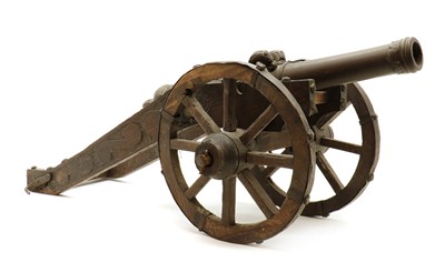 Lot 135 - A cast bronze model of a cannon