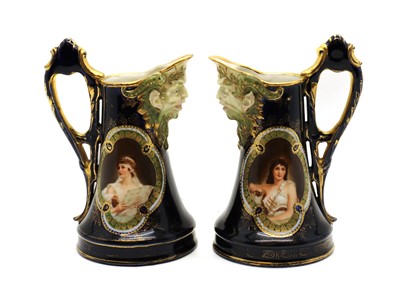 Lot 124 - A pair of Austrian Alexandra porcelain wine ewers