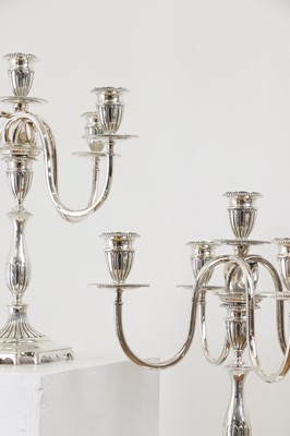 Lot 122 - A pair of silver five-light candelabra