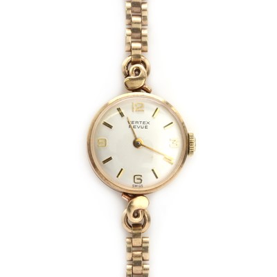 Lot 292 - A Ladies' 9ct gold Vertex Revue mechanical bracelet watch