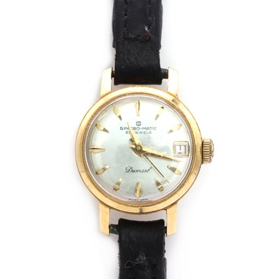 Lot 294 - An 18ct gold Ladies' Ginsbo-Matic strap watch