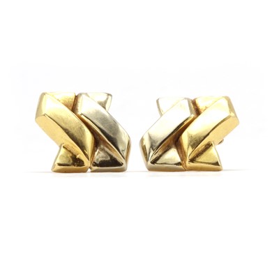 Lot 149 - A pair of two colour gold earrings