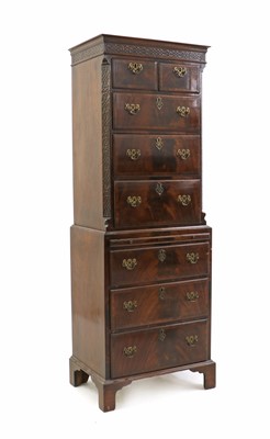 Lot 501 - A George III style mahogany chest on chest
