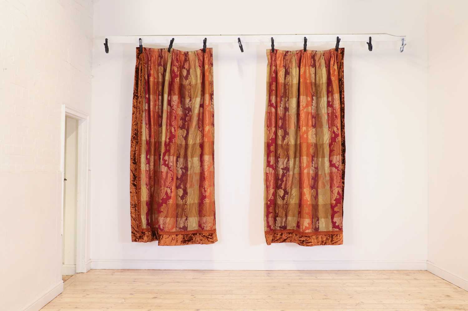 Lot 155 - A pair of silk damask curtains