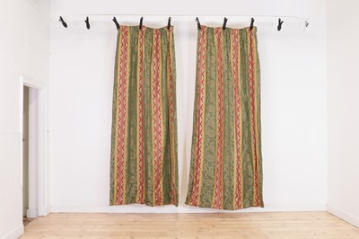 Lot 53 - Two pairs of striped silk curtains