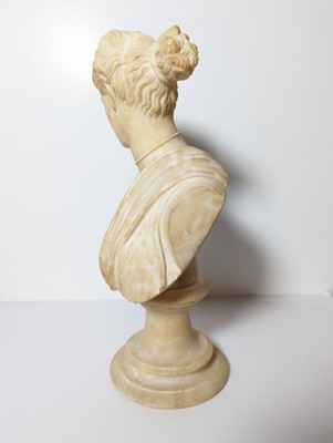 Lot 514 - A grand tour alabaster bust of Diana