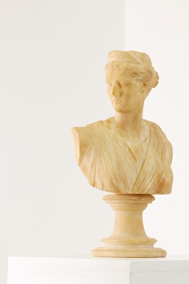 Lot 514 - A grand tour alabaster bust of Diana