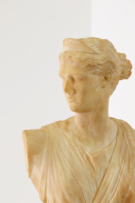Lot 514 - A grand tour alabaster bust of Diana