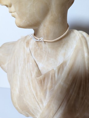 Lot 514 - A grand tour alabaster bust of Diana