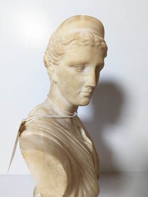 Lot 514 - A grand tour alabaster bust of Diana