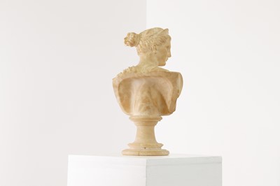 Lot 514 - A grand tour alabaster bust of Diana