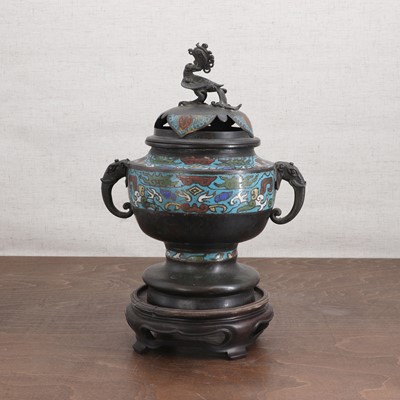 Lot 116 - A Japanese cloisonné koro