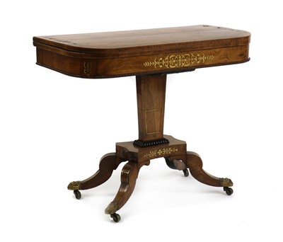 Lot 437 - A Regency rosewood and brass inlaid card table