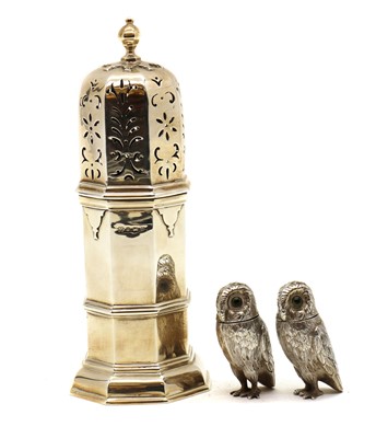 Lot 60 - A silver sugar caster