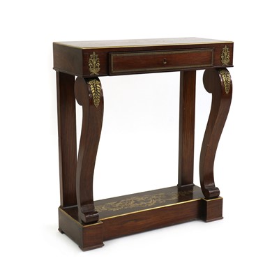 Lot 439 - A Regency rosewood and brass inlaid console table